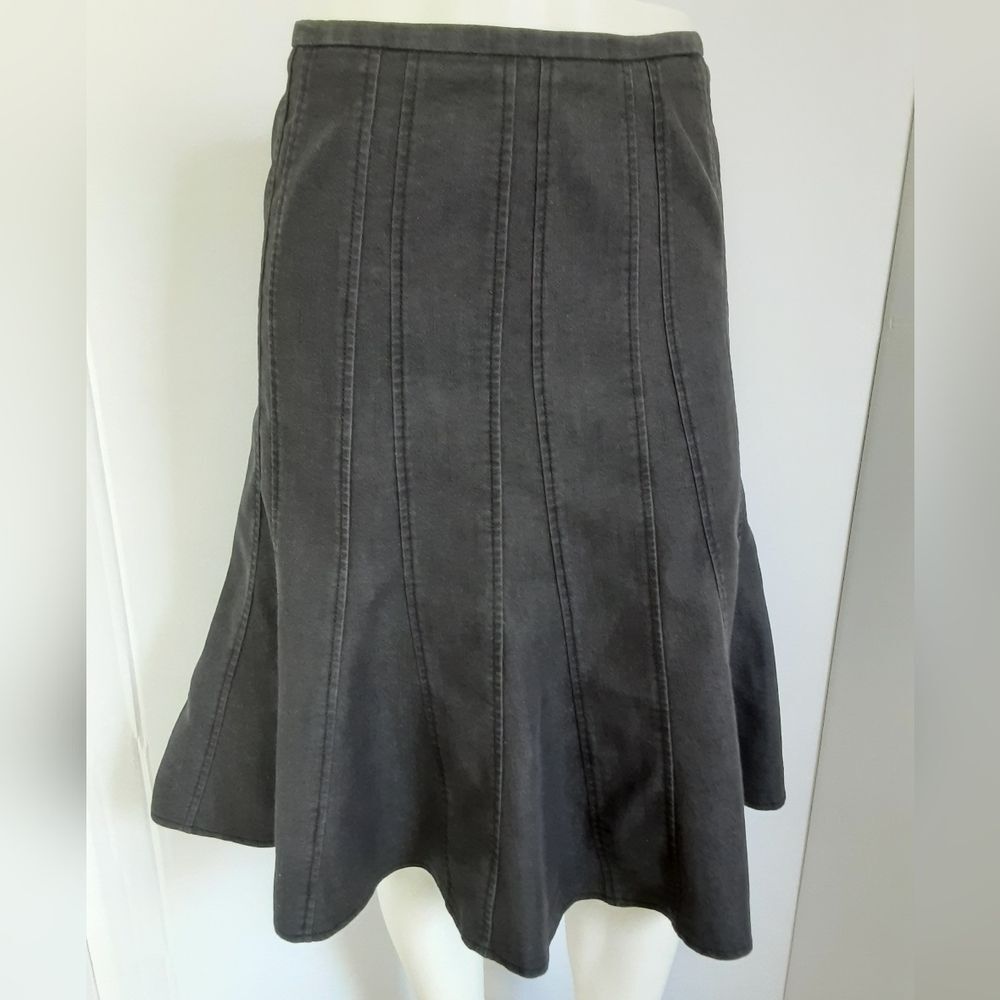 WESTBOUND Flare Paneled Pleated Charcoal Gray Cotton Blend Skirt Sz P10 - Vtg